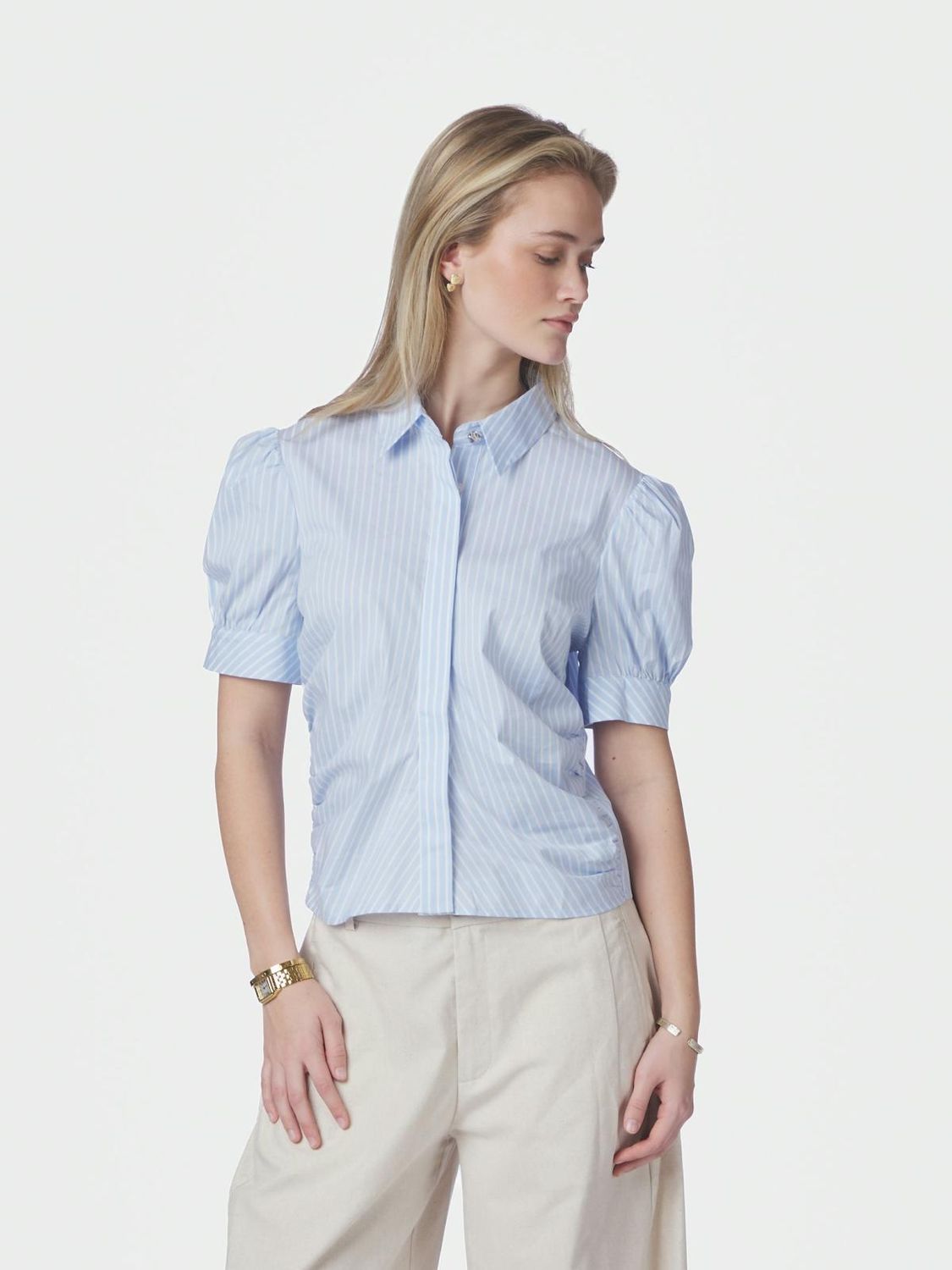 Neo Noir Frannie Soft Stripe Shirt Blauw 169738
