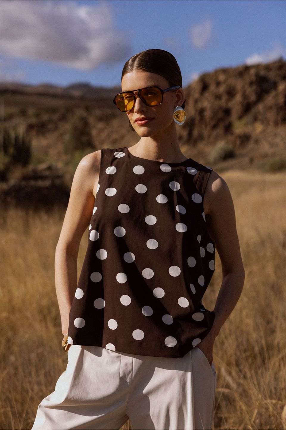 Studio Anneloes Jilian dot top Bruin