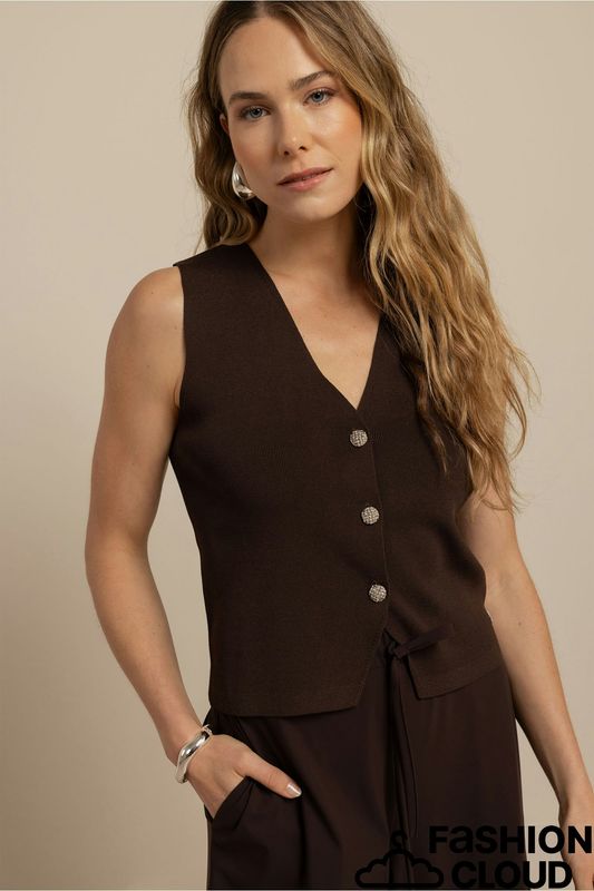 Studio Anneloes Fenna knitted gilet Bruin