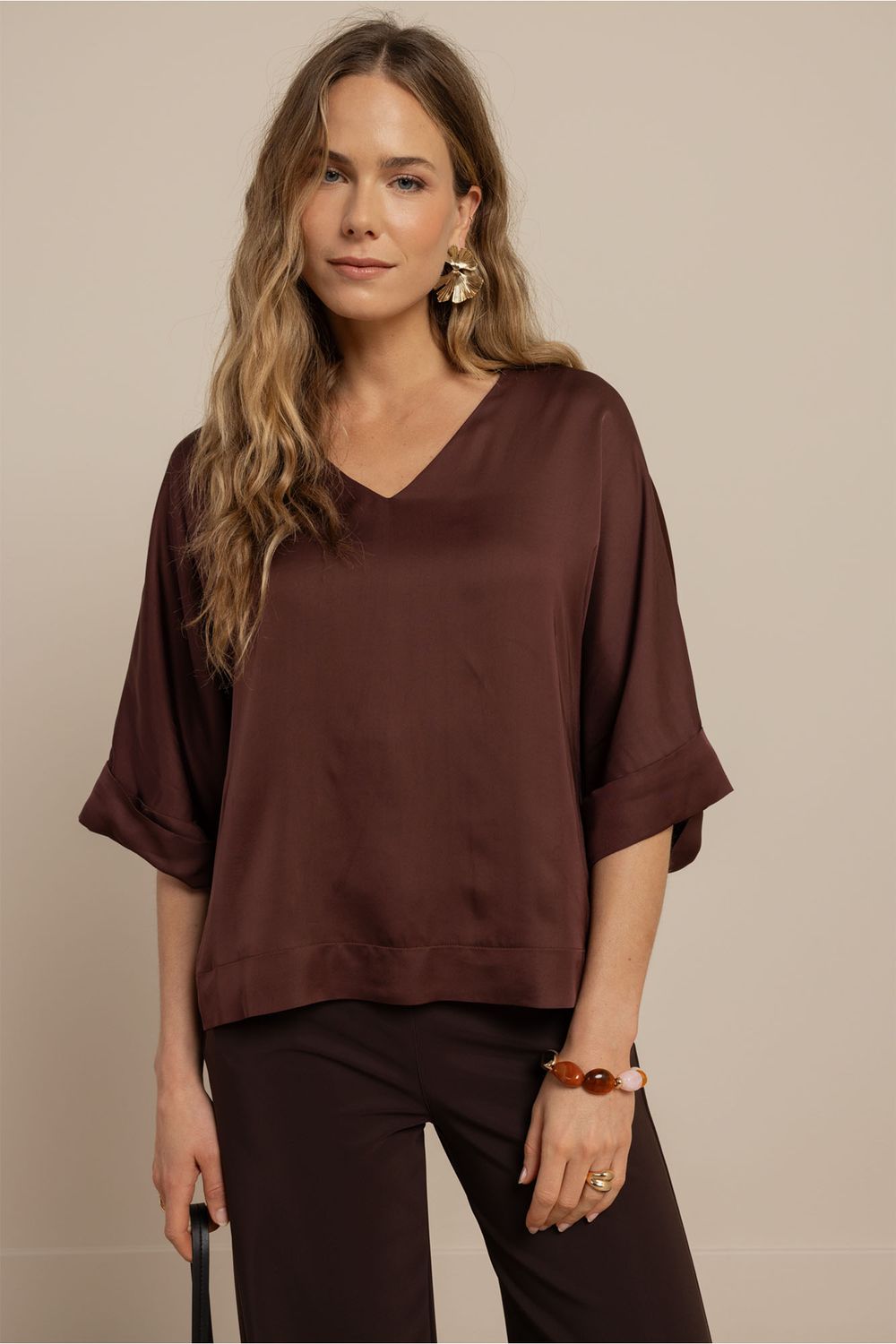 Studio Anneloes Madison satin top Bruin