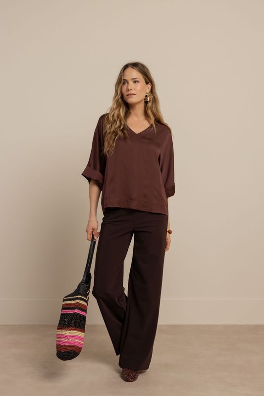 Studio Anneloes Madison satin top Bruin