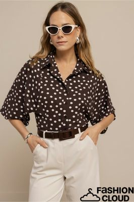 Studio Anneloes Fabienne dot blouse Bruin