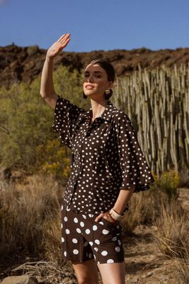 Studio Anneloes Fabienne dot blouse Bruin