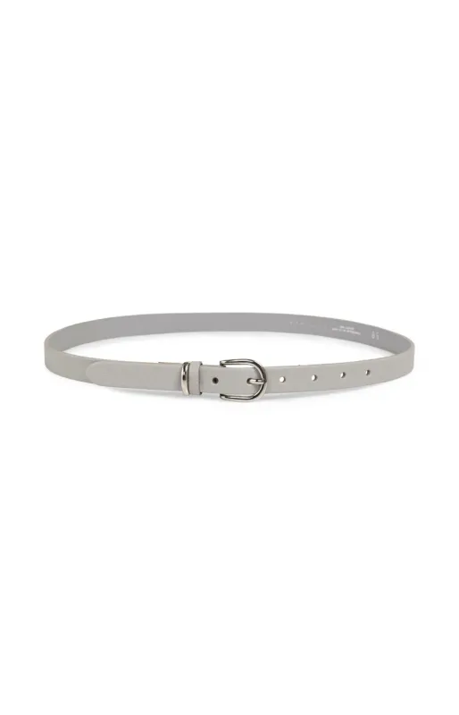 YAYA Leren riem met ronde gesp en metalen lus Grijs