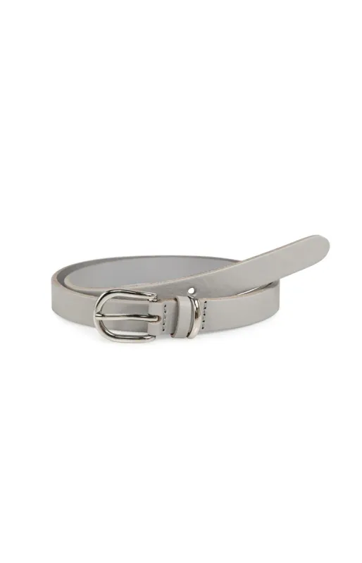 YAYA Leren riem met ronde gesp en metalen lus Grijs