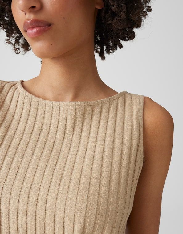 Opus Ipoma slit jersey top Beige