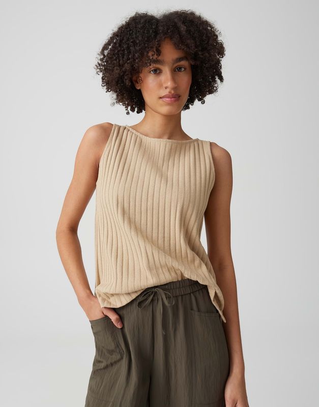 Opus Ipoma slit jersey top Beige
