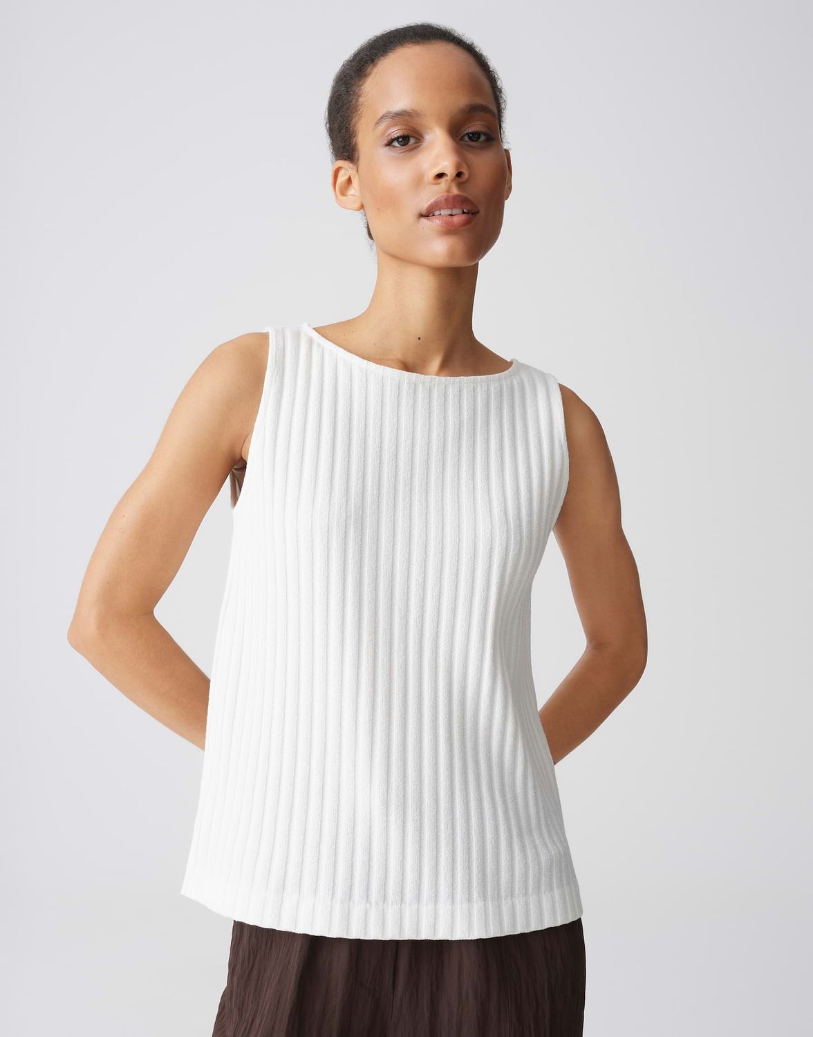 Opus Ipoma slit jersey top Ecru