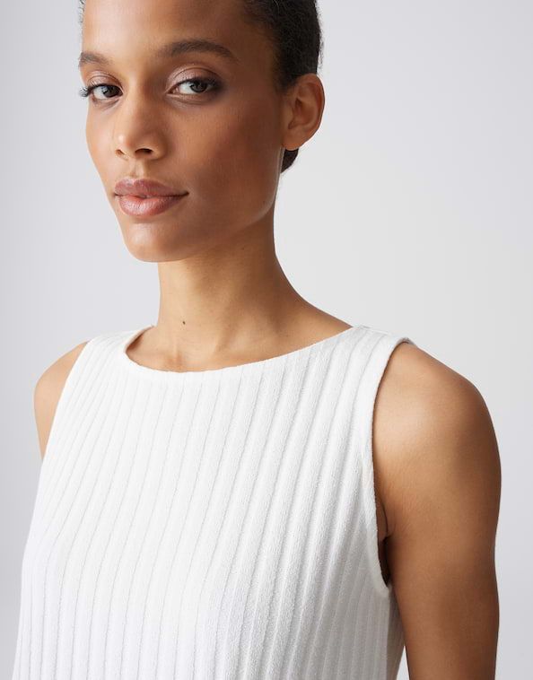 Opus Ipoma slit jersey top Ecru