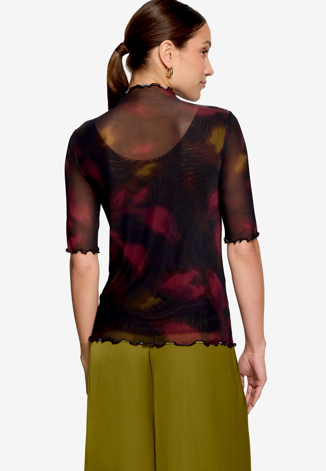Zero Mesh-Shirt mit Blumen Zwart 110-10004242-9848