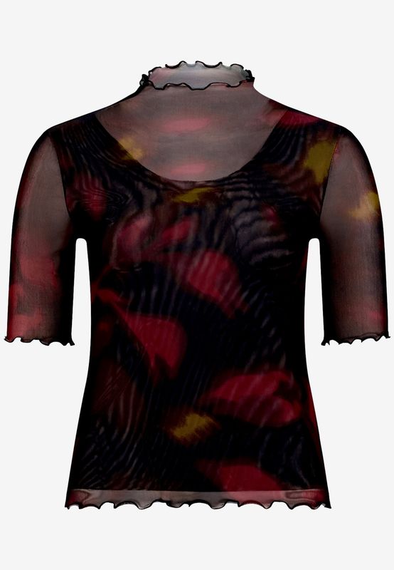 Zero Mesh-Shirt mit Blumen Zwart 110-10004242-9848