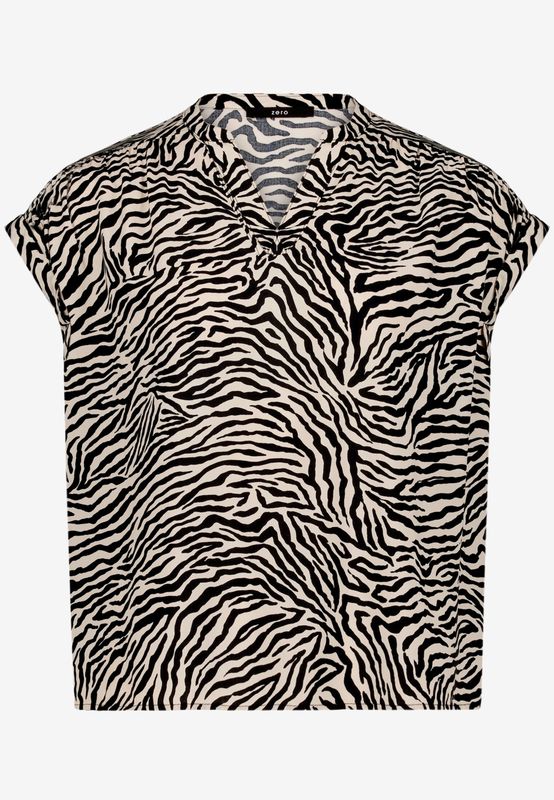 Zero Schlupfbluse mit Zebraprint Zwart 110-10004169-1891