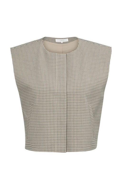 YaYa Geruit gilet Beige 01-521008-607