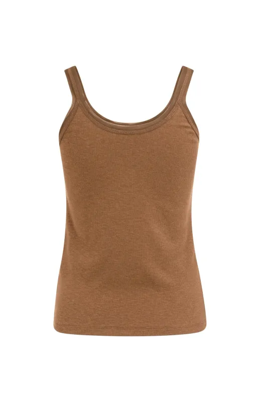 YaYa Singlet met mesh hals Bruin 01-729053-607