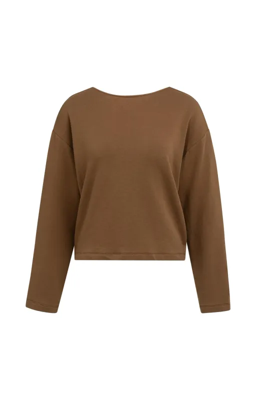 YaYa Sweater met gedraaid detail Bruin 01-109123-607