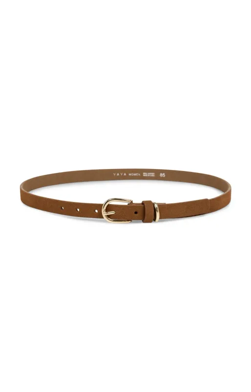 YaYa Su?de riem met ronde gesp Bruin 03-403056-607