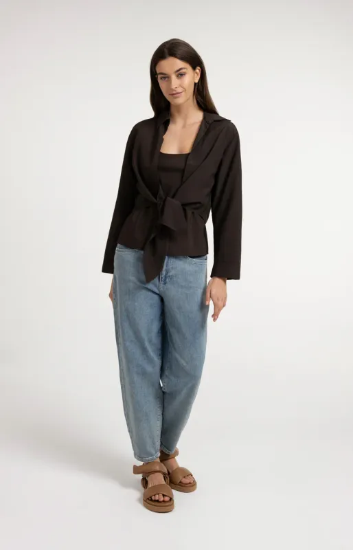 YAYA Blouse met bijpassende top Bruin