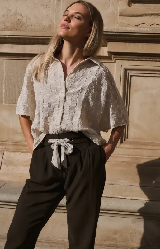 YaYa Jacquard blouse Beige 01-201230-607