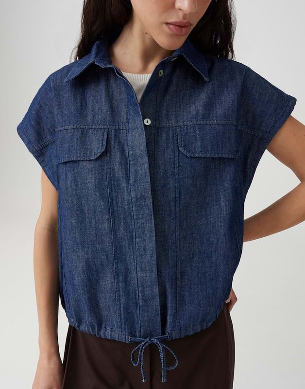 Opus Fulisma blouse met korte mouwen Blauw