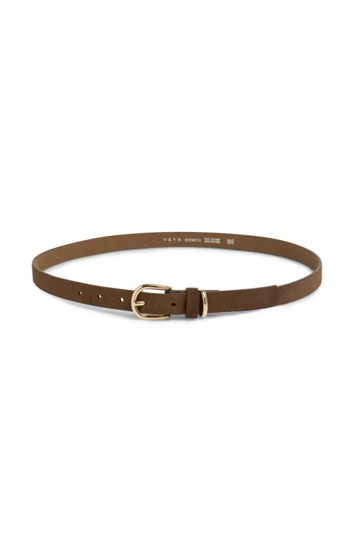 YaYa Su?de riem met ronde gesp Bruin 03-403056-607
