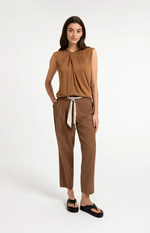 YAYA Broek met sjaalceintuur Bruin