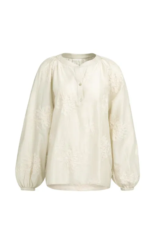 YaYa Geborduurde blouse Beige 01-201229-607