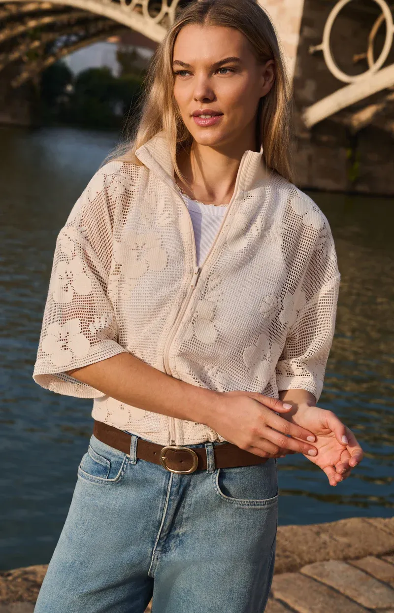 YAYA Crochet jasje Beige