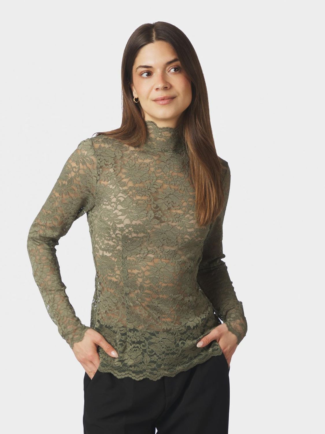Neo Noir Liza Laceflower Blouse Groen 161473