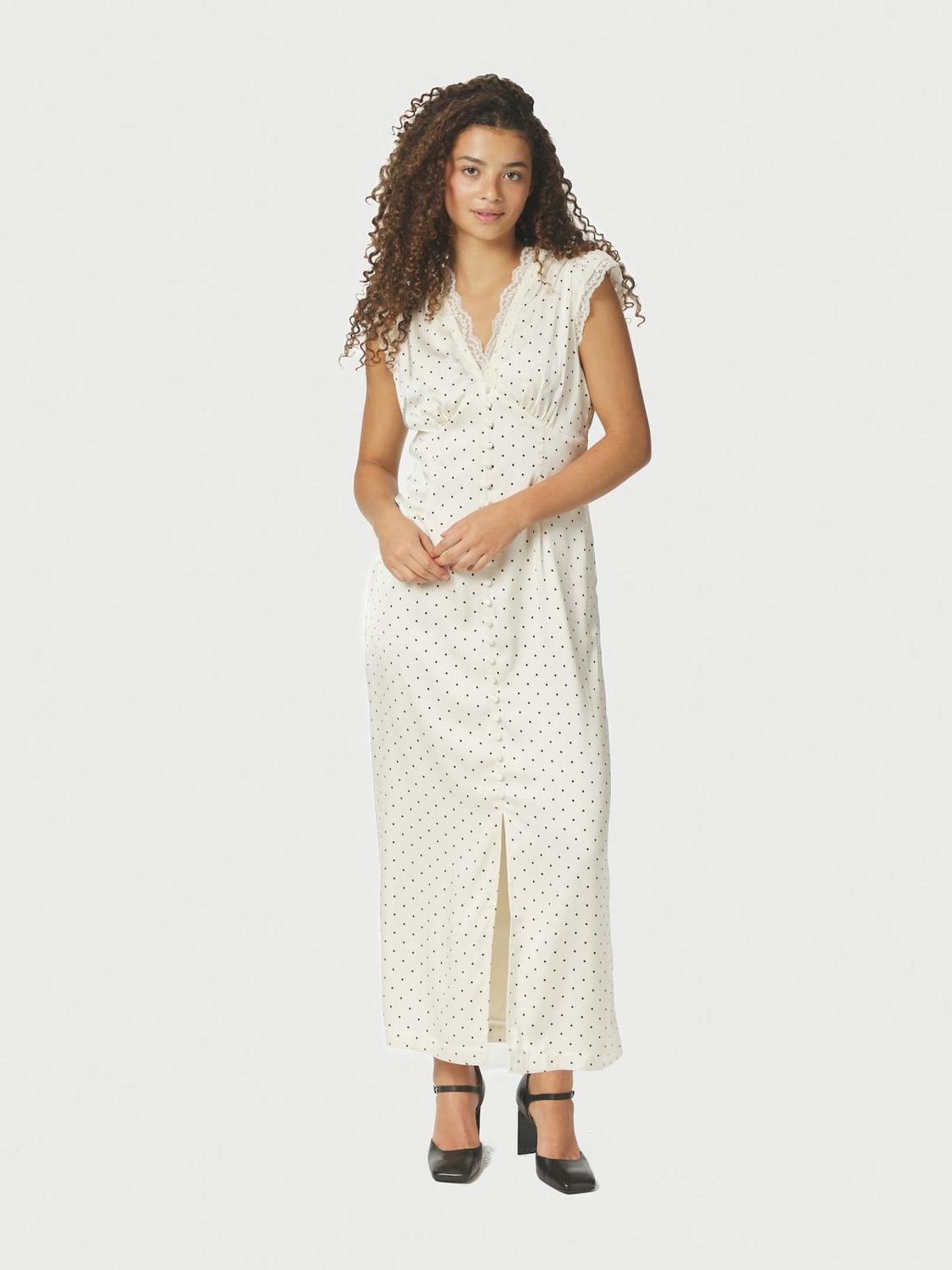 Neo Noir Aniella Dot Dress Ecru 167777