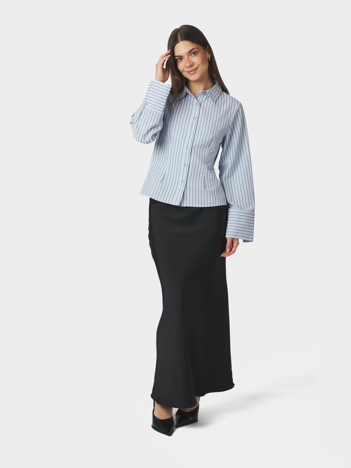 Neo Noir Rosa Striped Crepe Shirt Blauw