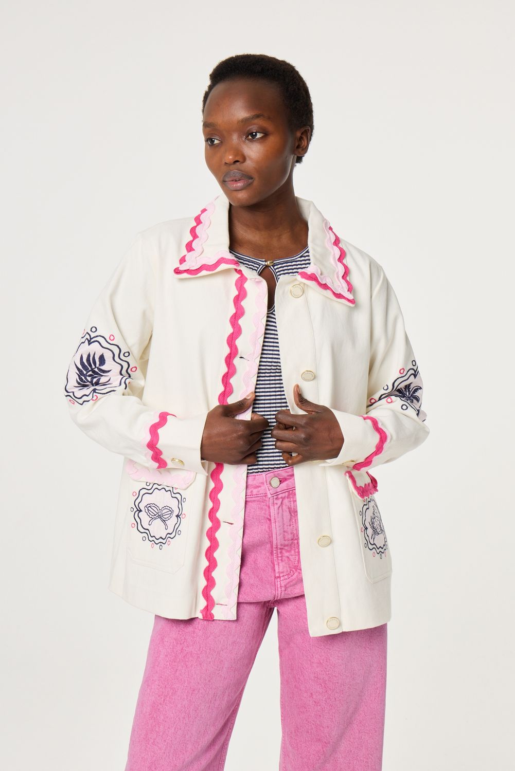 Fabienne Chapot Melodie Embro Jacket Ecru CLTJKT15