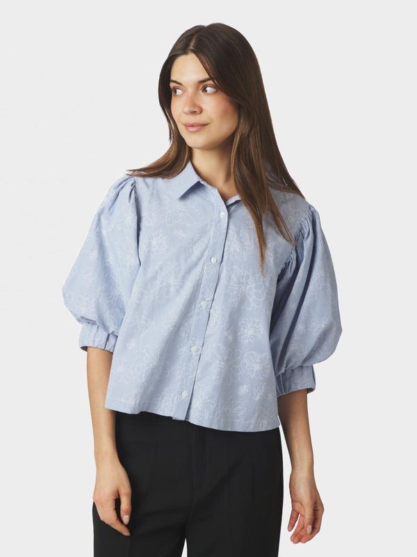 Neo Noir Etta Flower Stripe Shirt Blauw