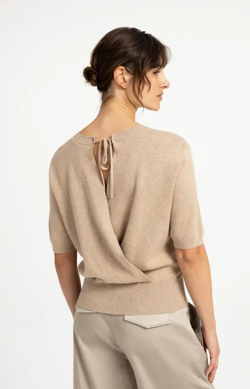 YAYA Trui met open rug Beige