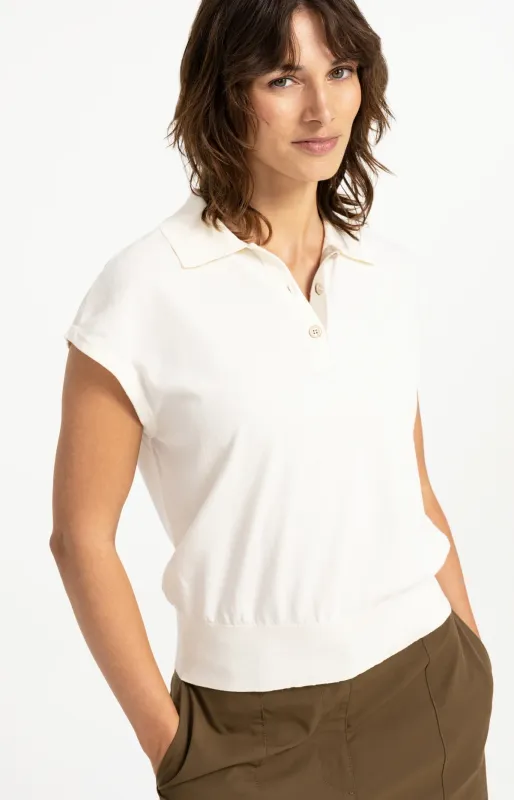 YAYA Mouwloze polo Ecru