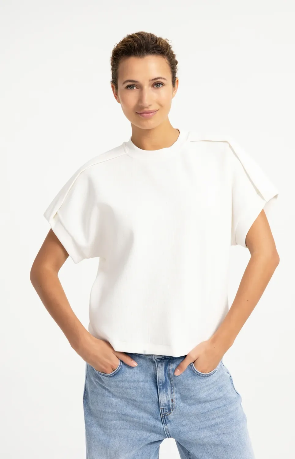 YAYA Mouwloze sweater Ecru
