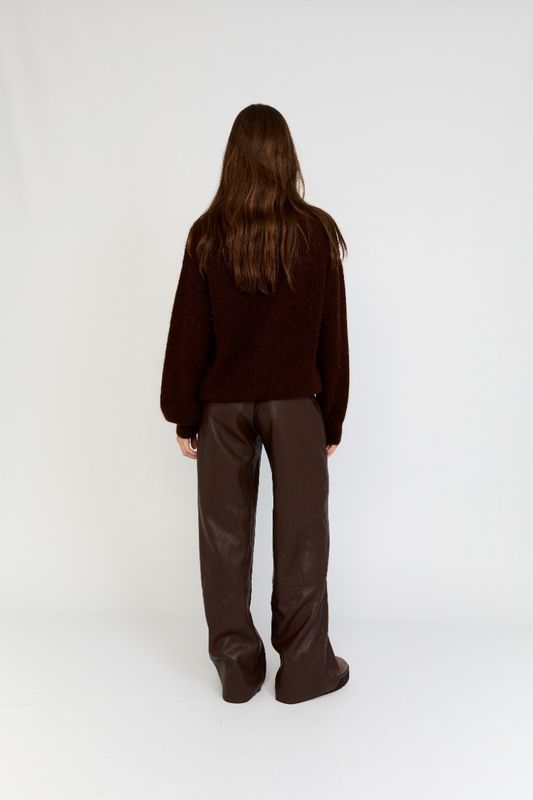 Moscow Broek fake leather Bruin 103-02-Margaux