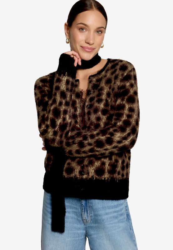 Zero Strickjacke Kurz 1/2 Arm Bruin 110-10004211