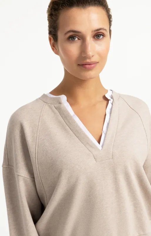 YAYA Sweater met geweven kraag Grijs