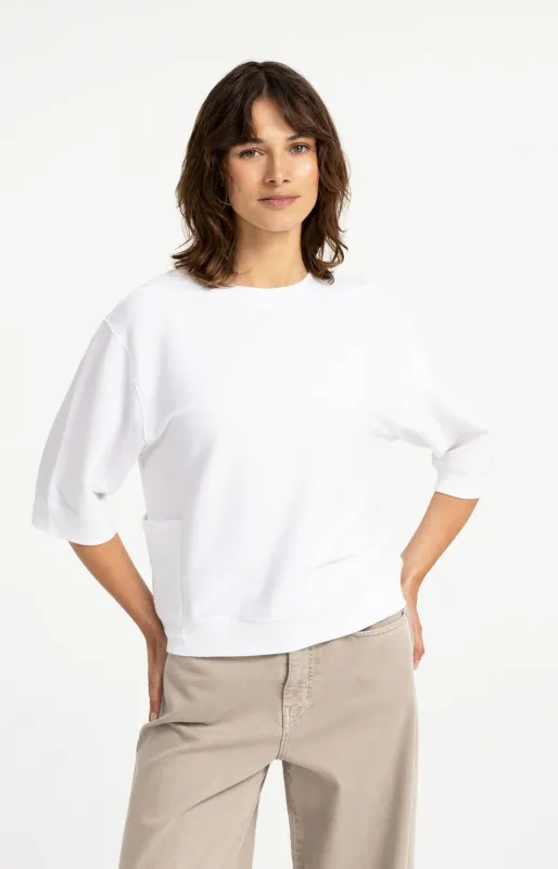 YAYA Ribgebreide jersey top Wit