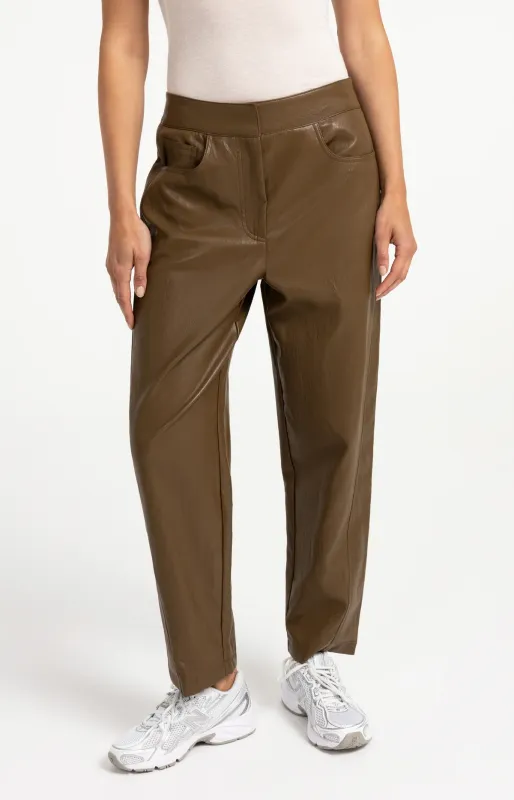 YAYA Broek van imitatieleer Bruin