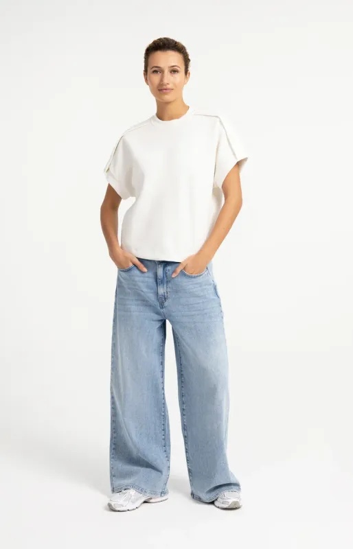 YAYA Broek met brede tailleband Blauw  (L32)