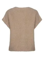 Red Button Sleeveless knit boucle Beige