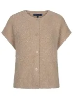Red Button Sleeveless knit boucle Beige