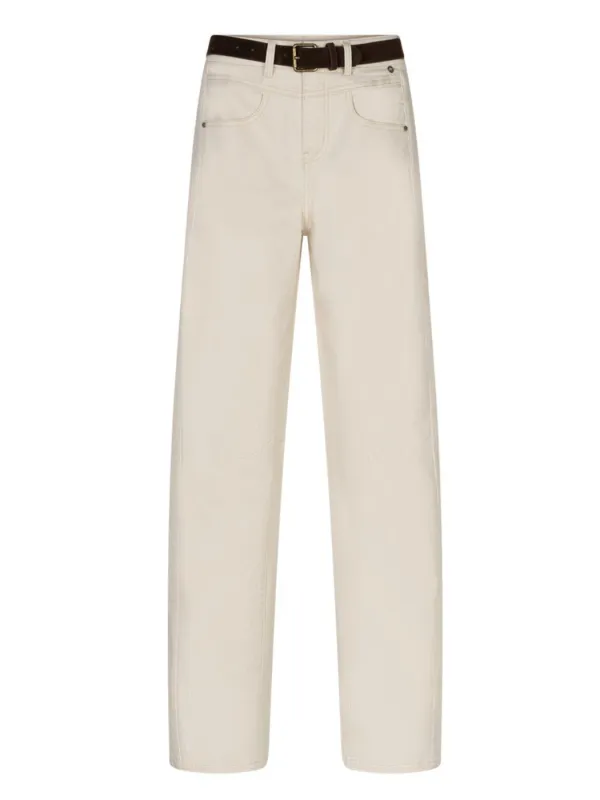 Red Button Korine &amp; belt washed twill ecru