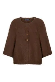 Red Button Cardigan fuzzy poncho Bruin