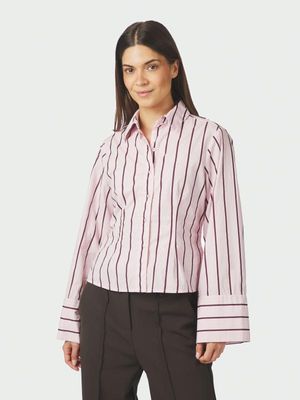 Neo Noir Rosa Wide Stripe Shirt Roze 169704