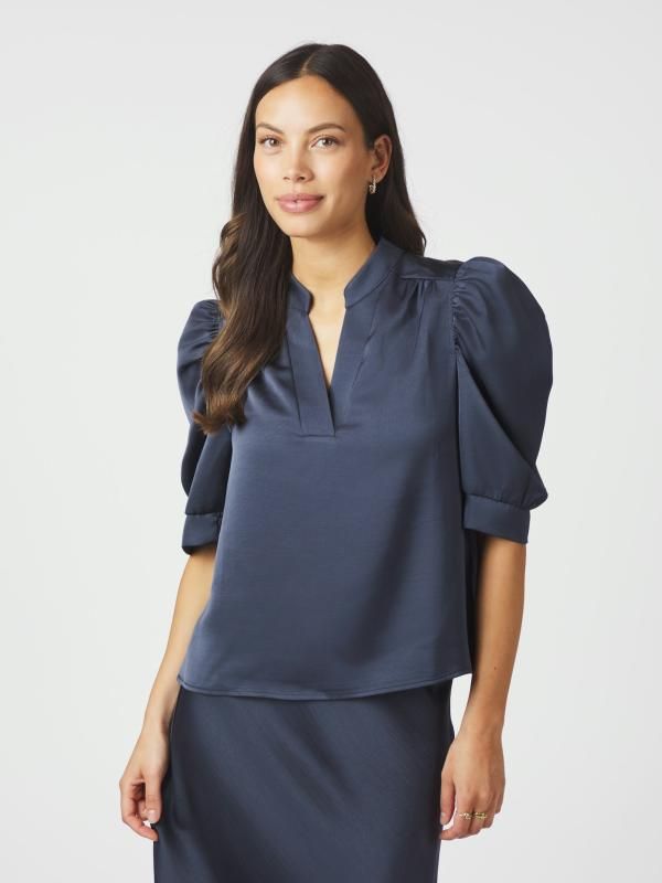 Neo Noir Roella Heavy Sateen Blouse Blauw 162590