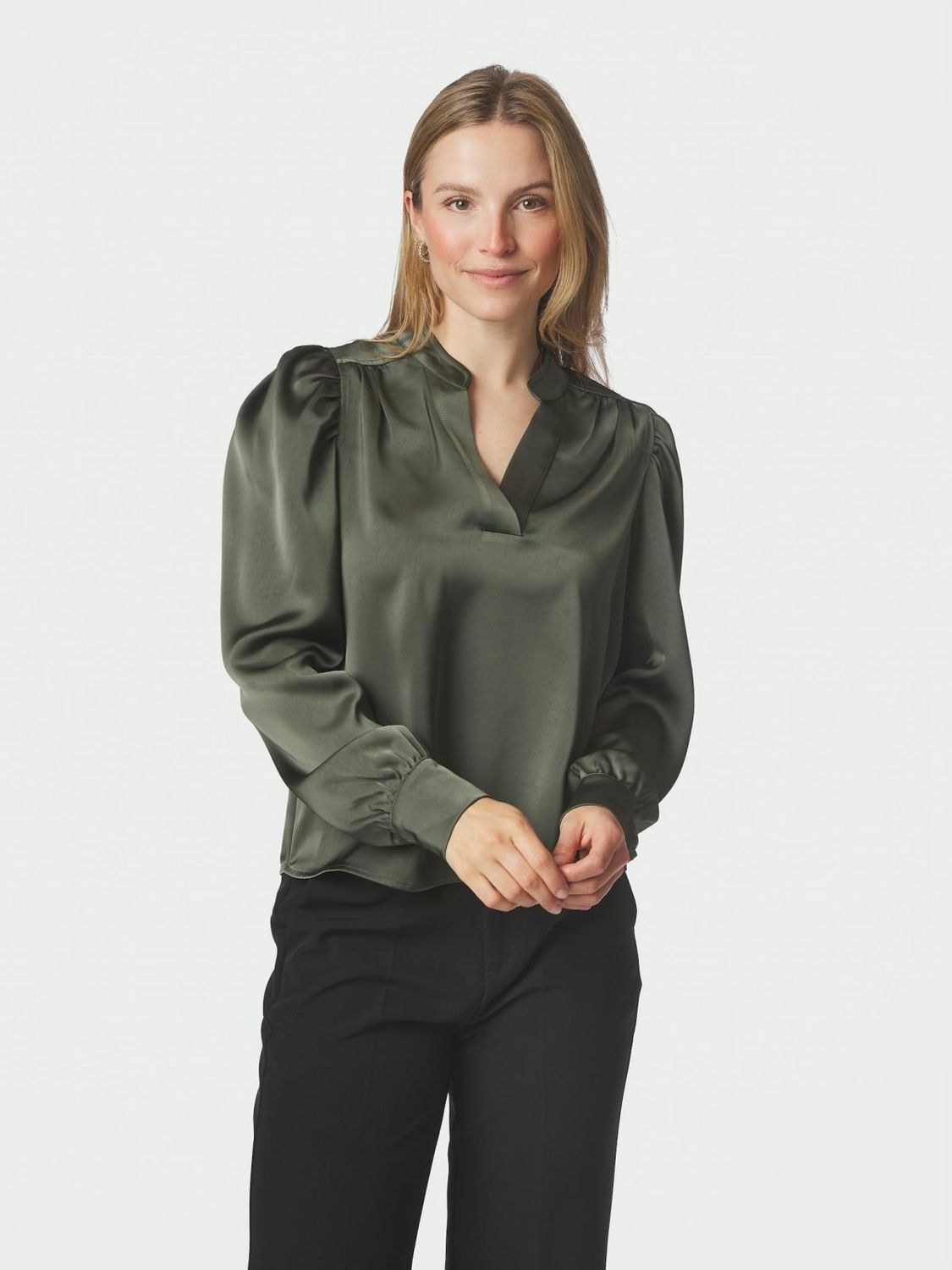 Neo Noir Rosslyn Heavy Sateen Blouse Groen 163769