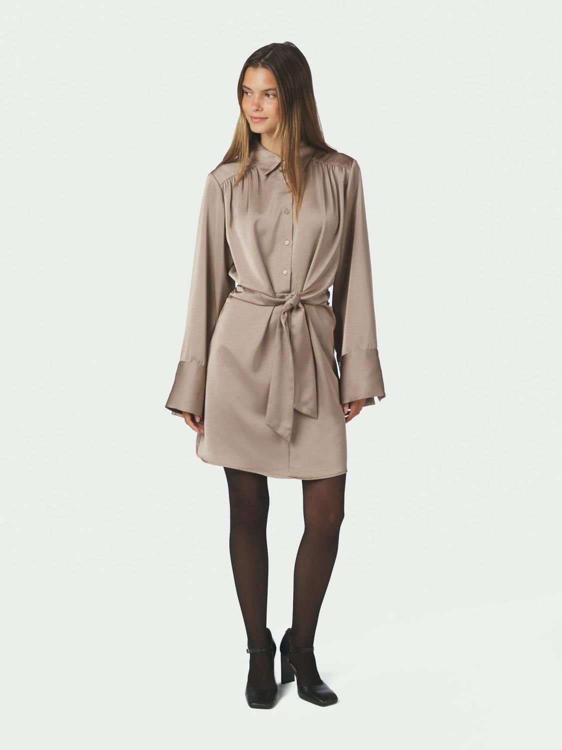 Neo Noir Biria Heavy Sateen Dress Bruin 166792