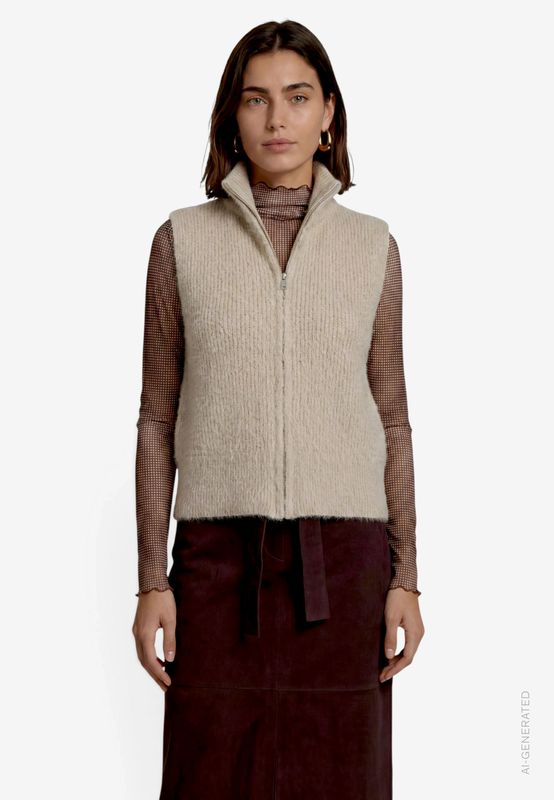 Zero Strickjacke Kurz ohne Arm Ecru 110-10002465